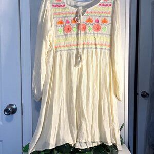 Boho Creme Embroidery top/blouse, casual wear, pair with jeans blouse